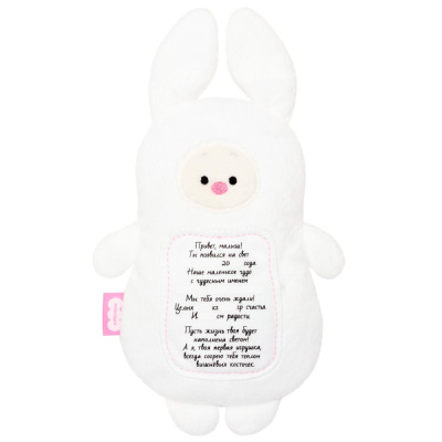 Мягкая игрушка-грелка с вишнёвыми косточками Зайка с метрикой Мякиши 660 01